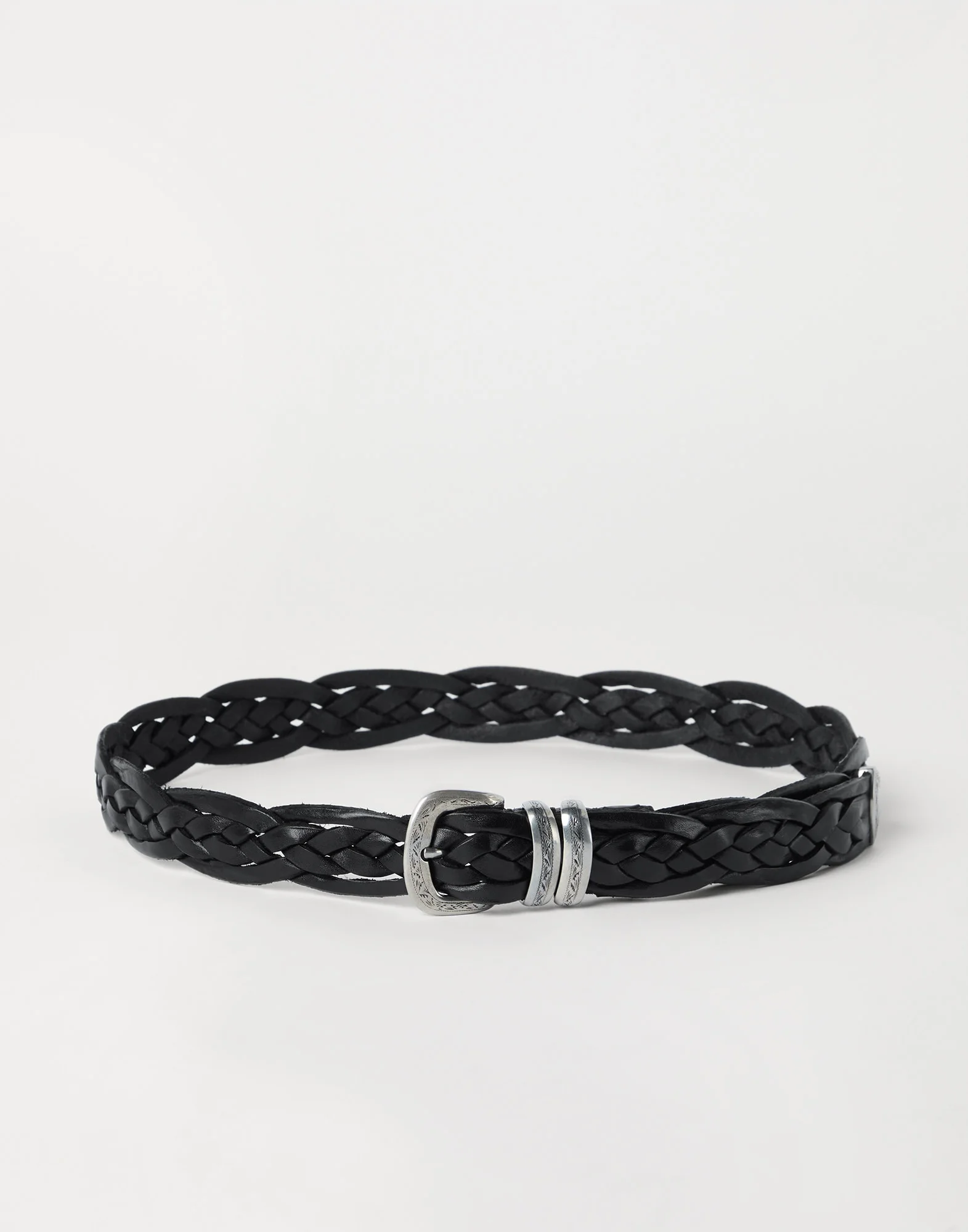 Braided calfskin belt with detailed buckle and tip - 1