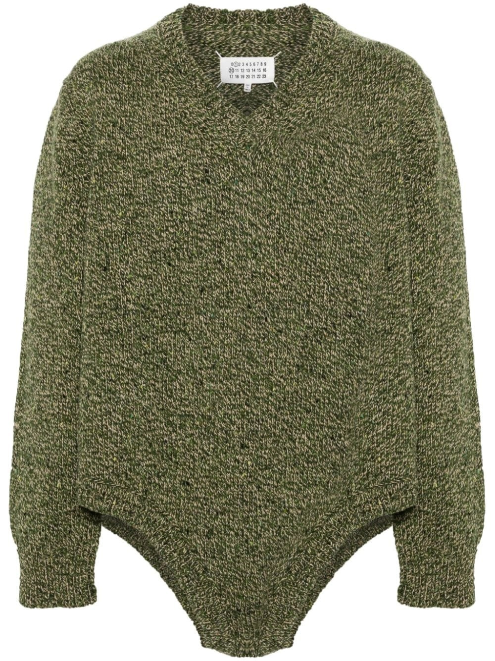 V-neck marl-knit bodysuit - 1