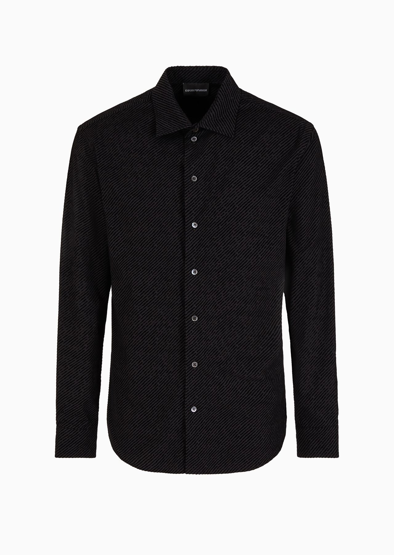 Shirt with all-over diagonal flocked print - 1