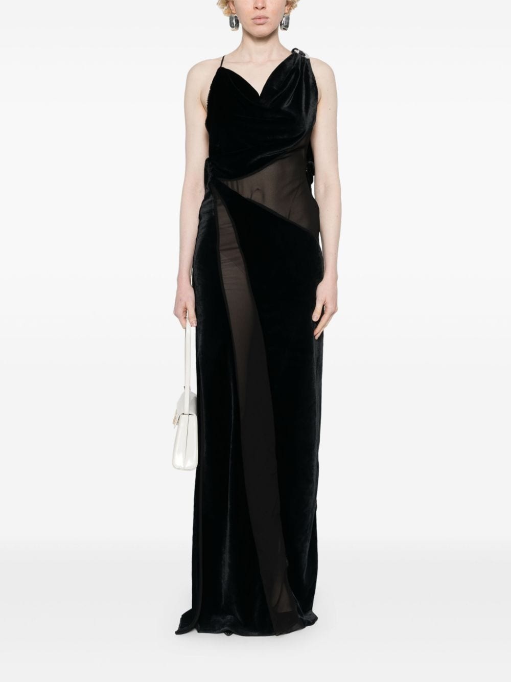 logo-plaque panelled maxi dress - 2