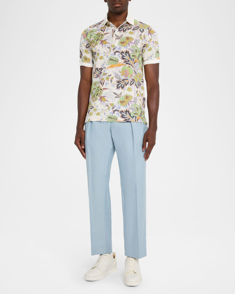 Etro Men's Floral Palm Paisley Polo Shirt outlook