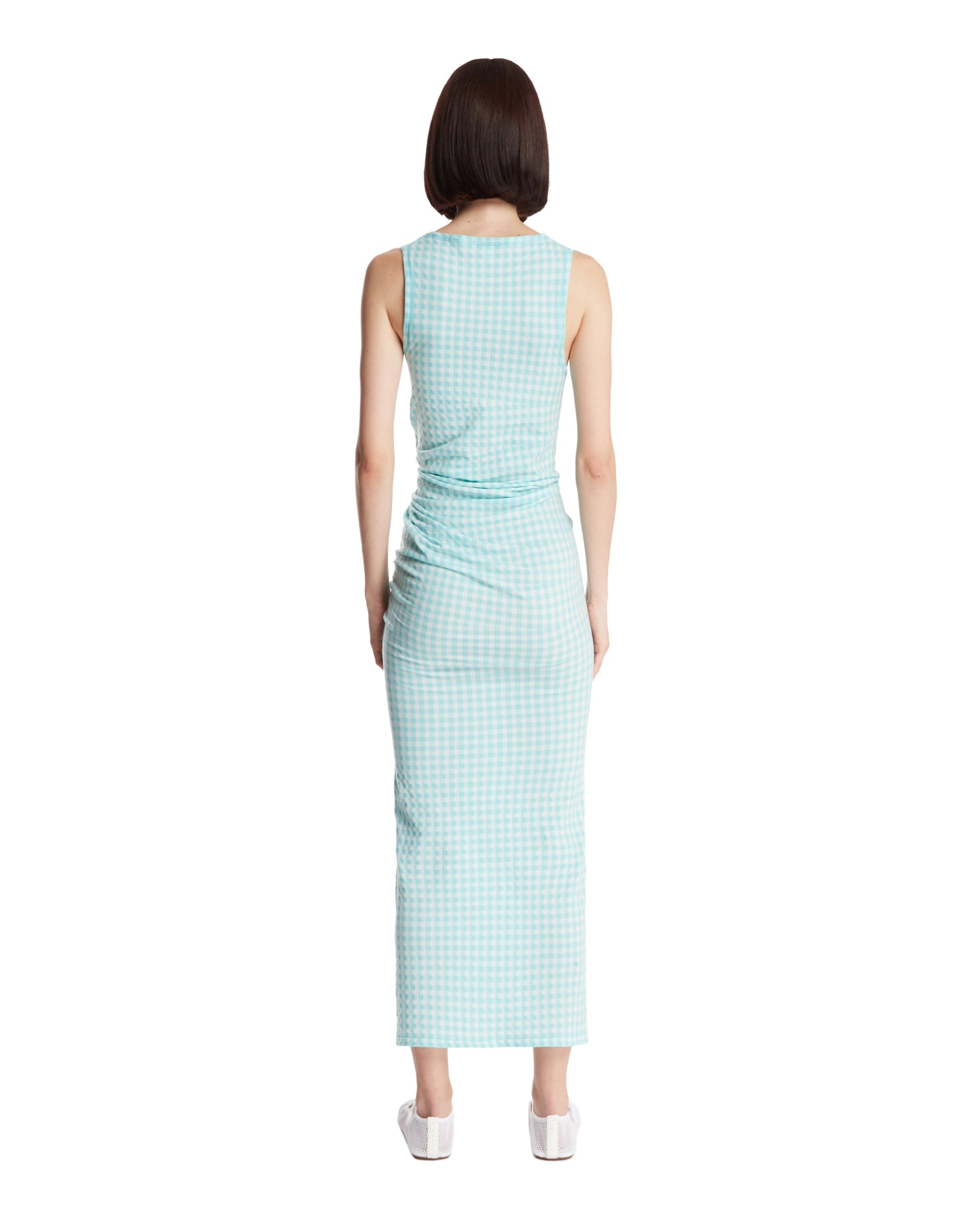 Blue Checkered Tank Dress - 3