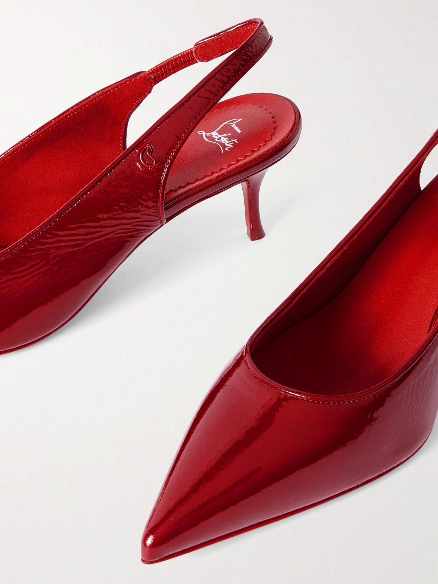 Sporty Kate 55 patent-leather slingback pumps Red - 4
