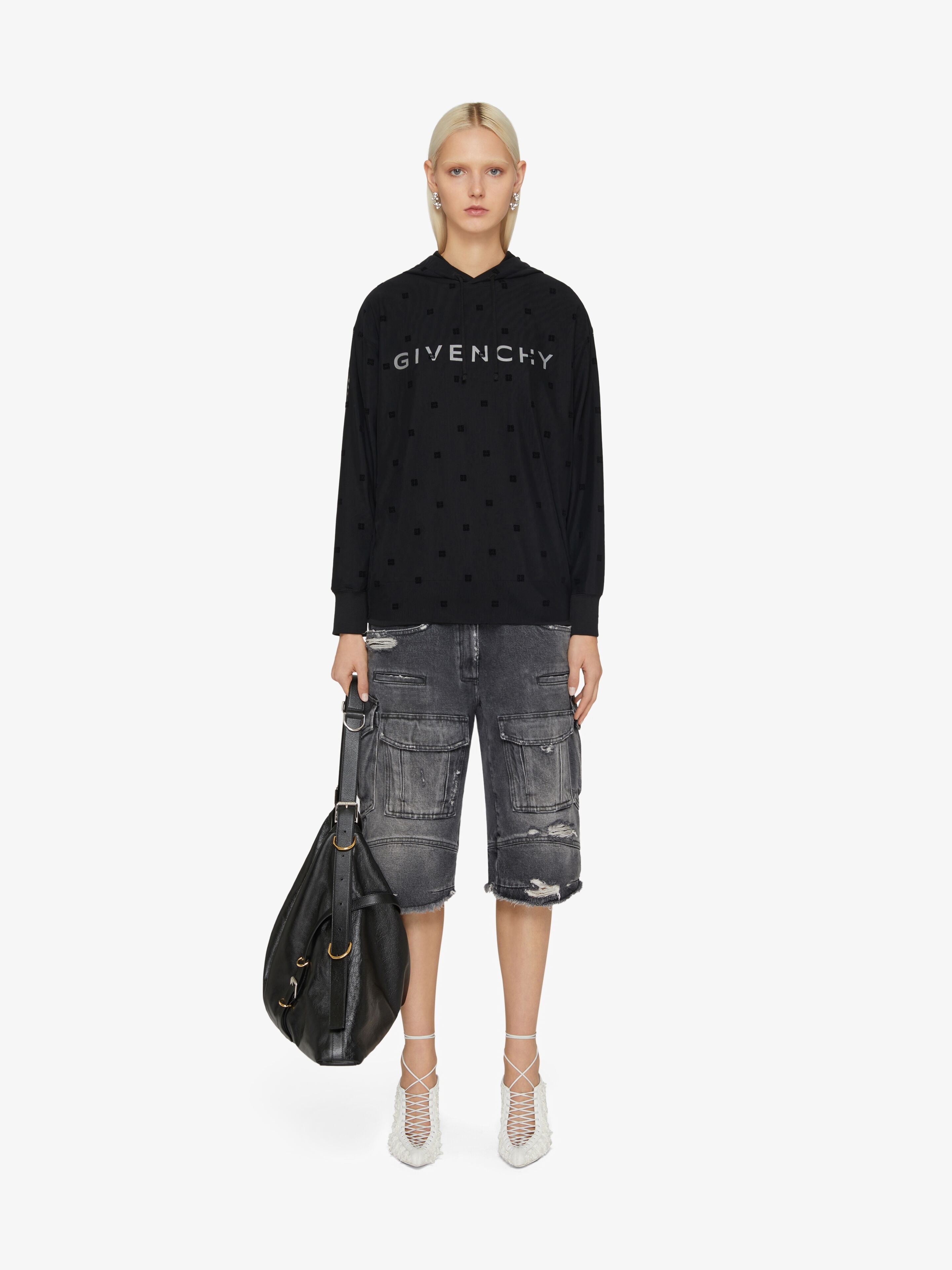 GIVENCHY DOUBLE LAYERED HOODIE IN 4G TULLE - 2