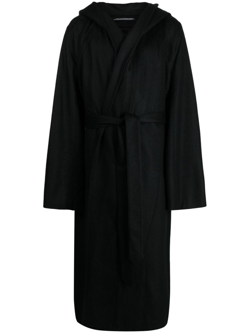 Julius exposed-seam off-centre coat - Black