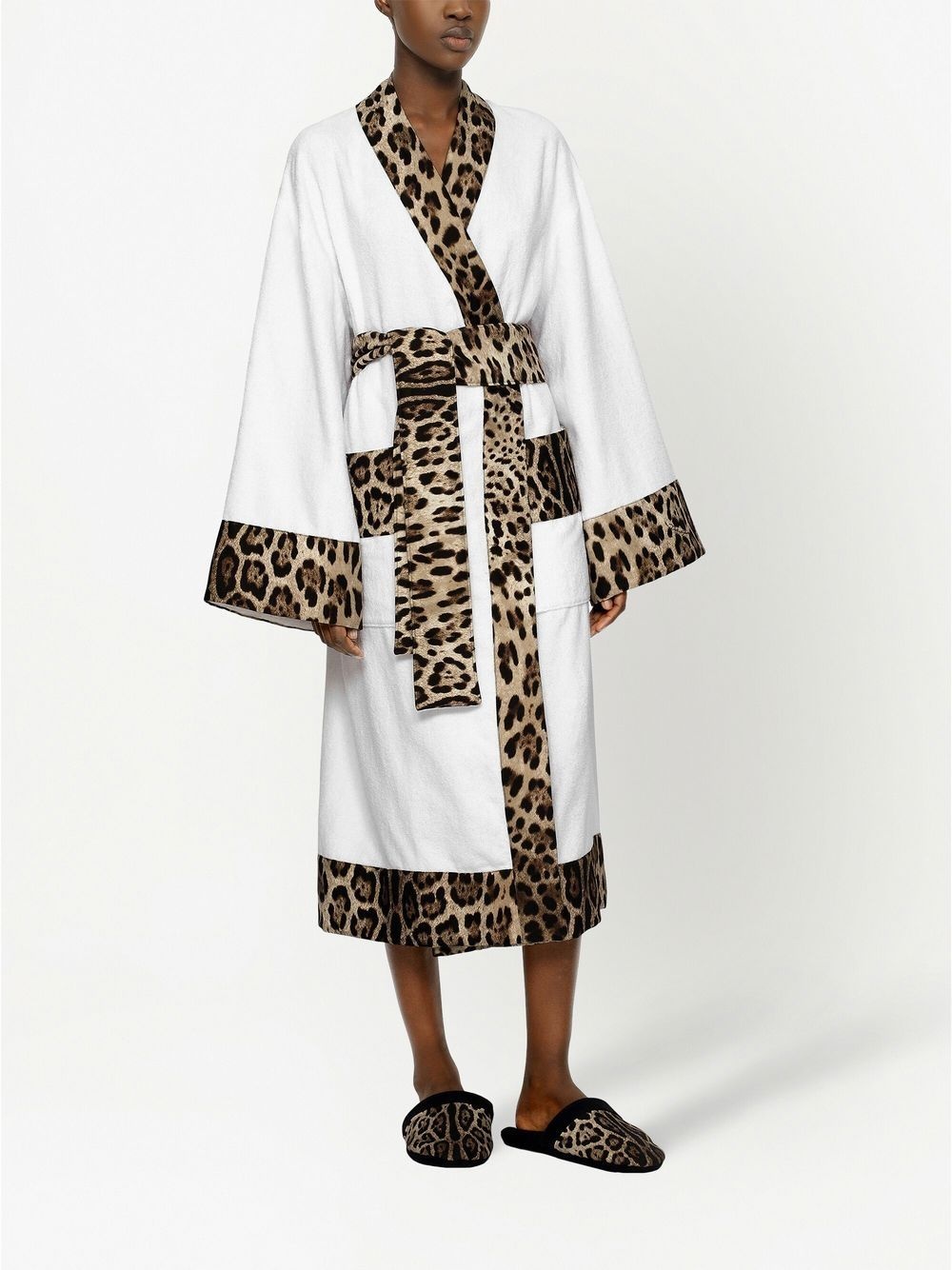 leopard-print cotton bathrobe - 2
