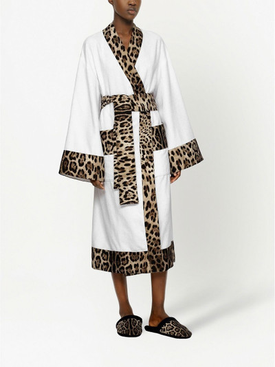 Dolce & Gabbana leopard-print cotton bathrobe outlook