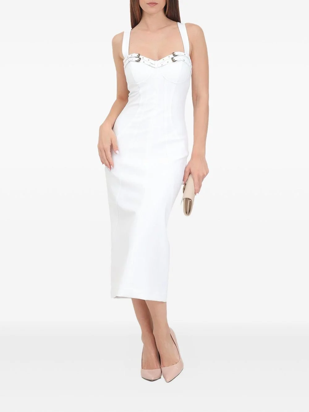 buckle-embellished midi dress - 1