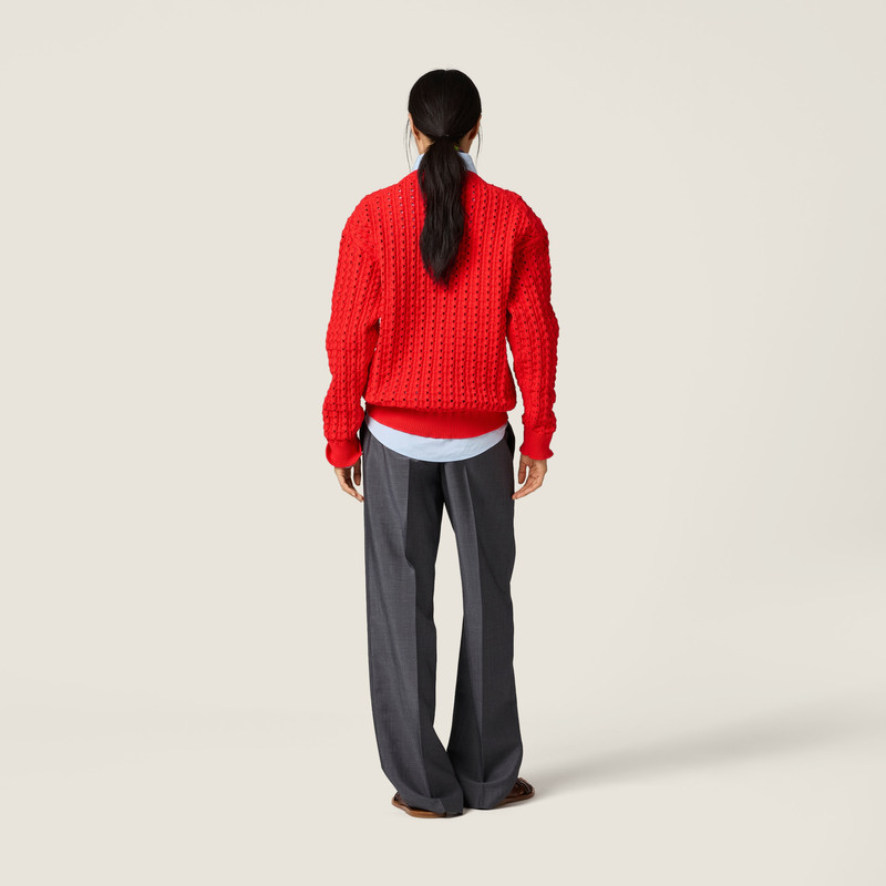 Technical yarn V-neck sweater 3