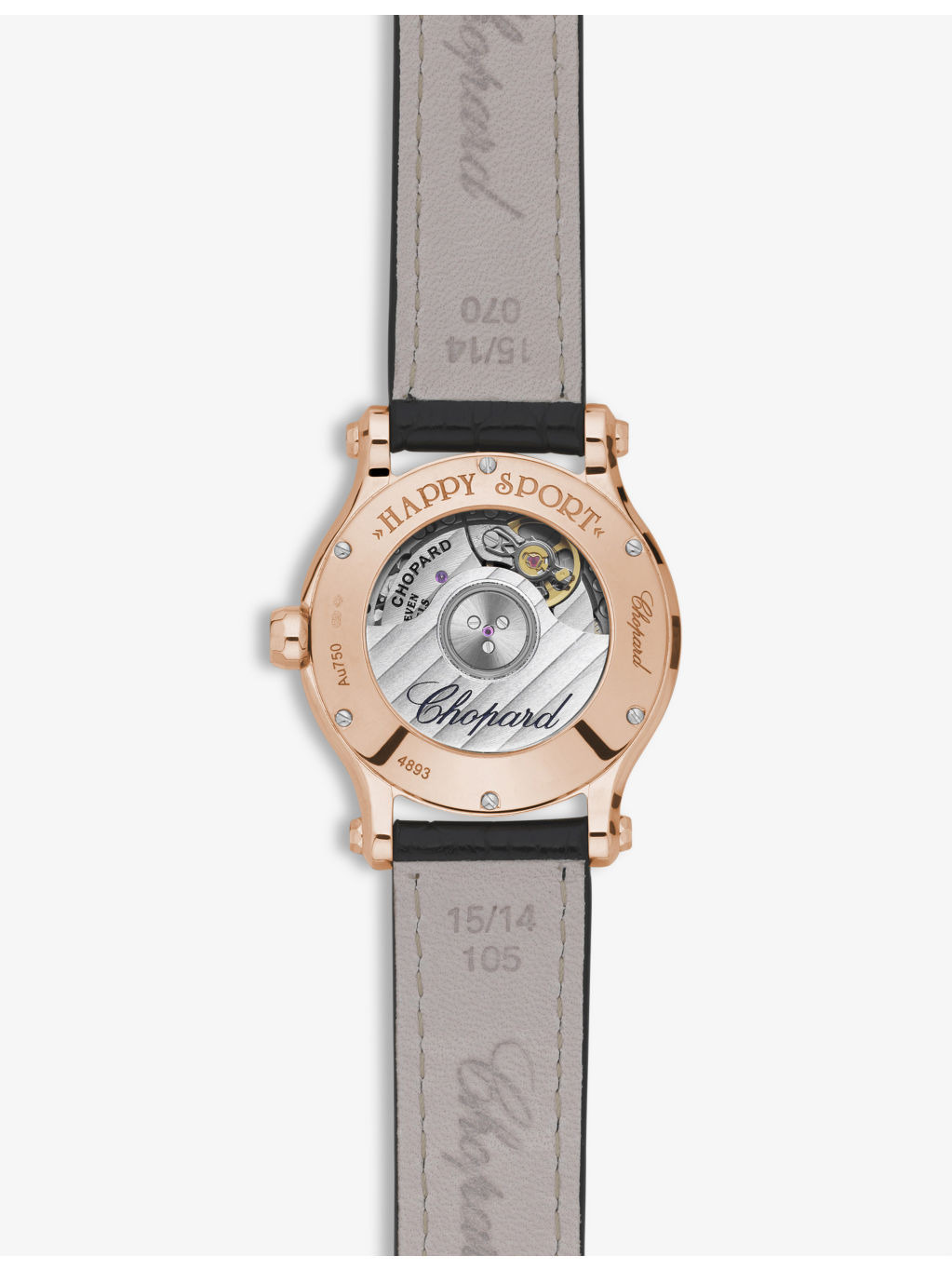 Happy Sport 274893-5011 18ct rose-gold, diamond and leather diamond watch - 2