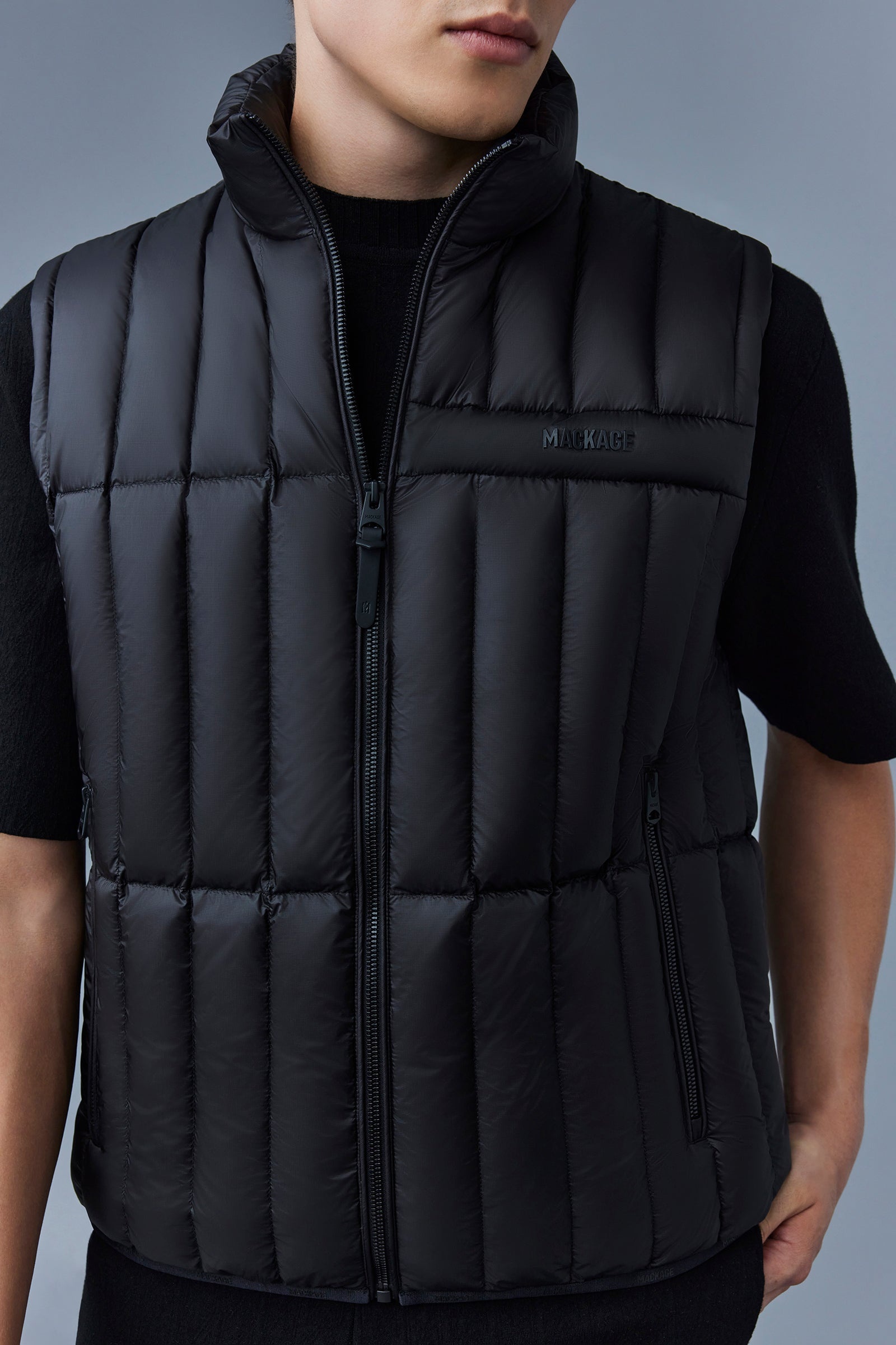 PATRICK Translucent ripstop light down vest with funnel collar - 5