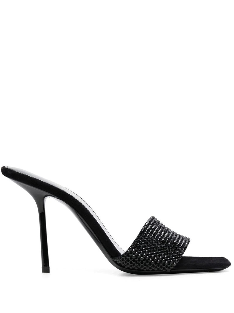 gem-embellished square-toe 95mm mules - 1