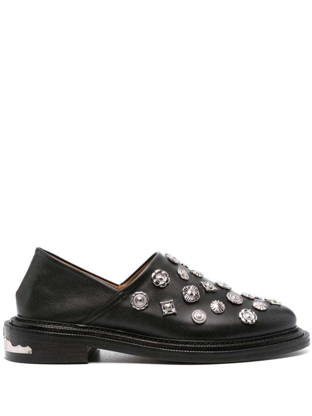 stud-embellished leather loafers - 1