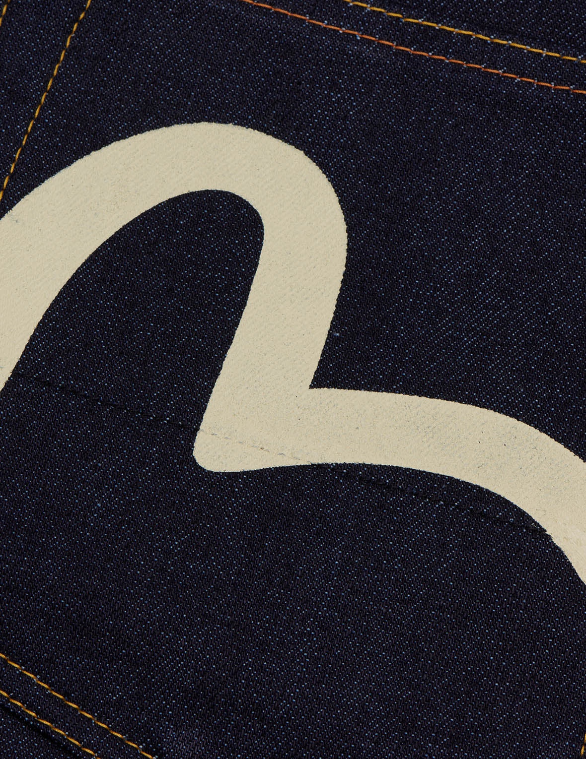 HANDPAINTED SEAGULL STRAIGHT FIT REVERSED RAW DENIM SELVEDGE JEANS - 4