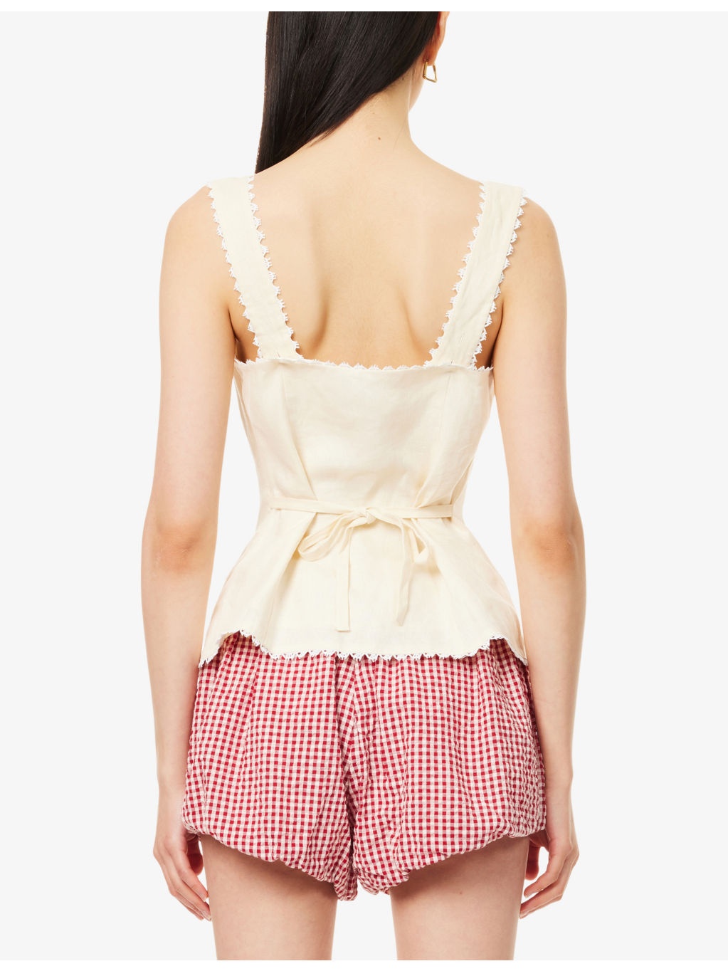 Viola Crotchet-Trim Linen Top - 4