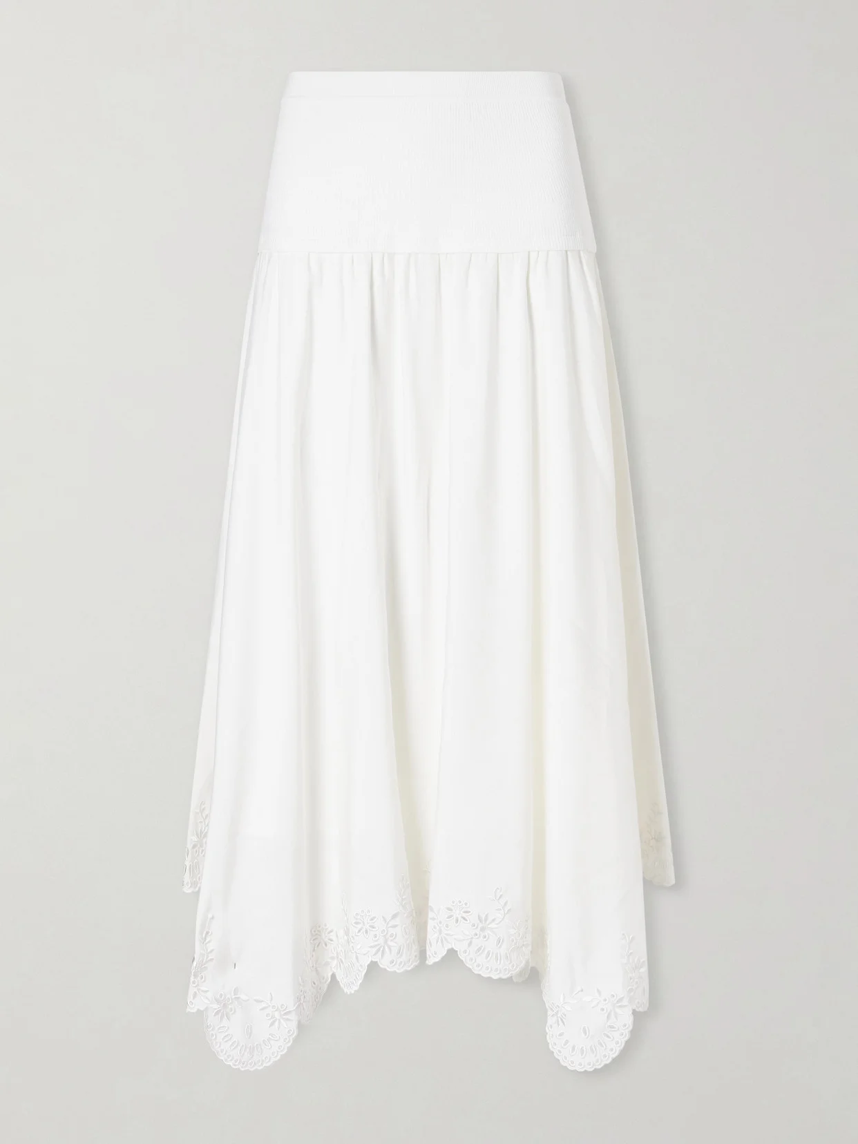 Heaven Embroidered Linen-blend Midi Skirt - 1