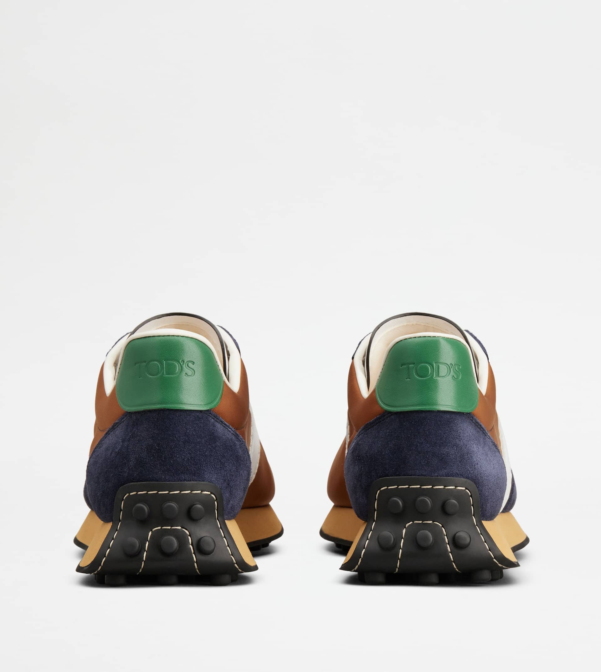 SNEAKERS IN LEATHER AND TECHNICAL FABRIC - BROWN, BLUE, WHITE, GREEN - 2
