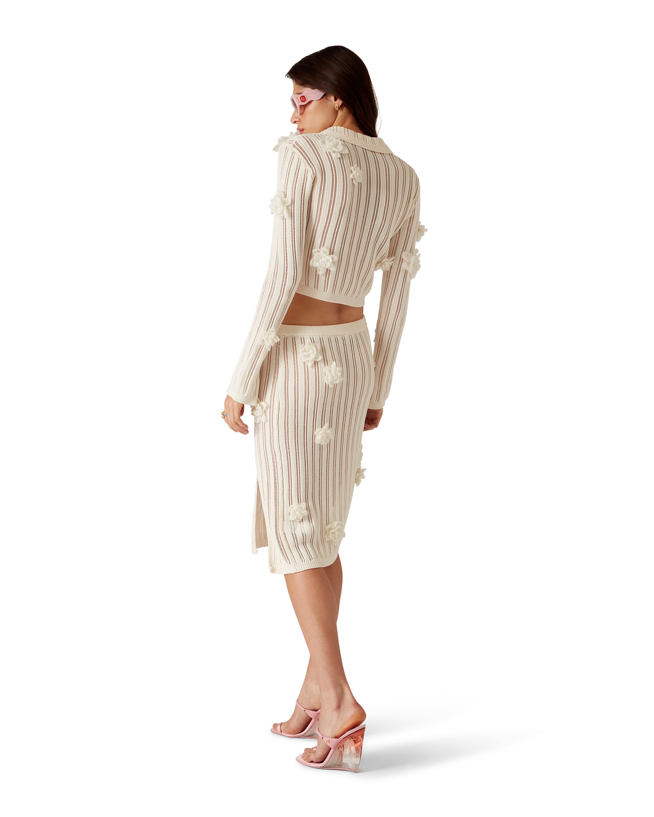 Flower Lace Knit Skirt | Casablanca Paris - 3