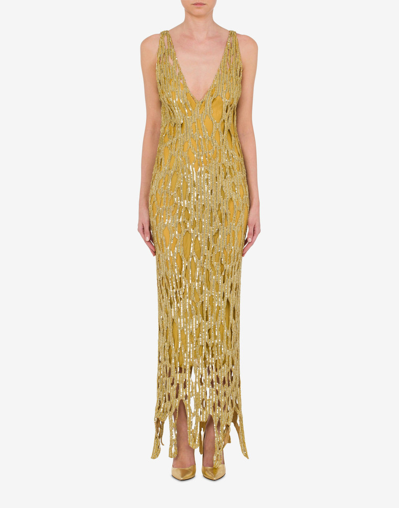 Moschino MORPHED EFFECT SATIN DRESS WITH SEQUINS outlook