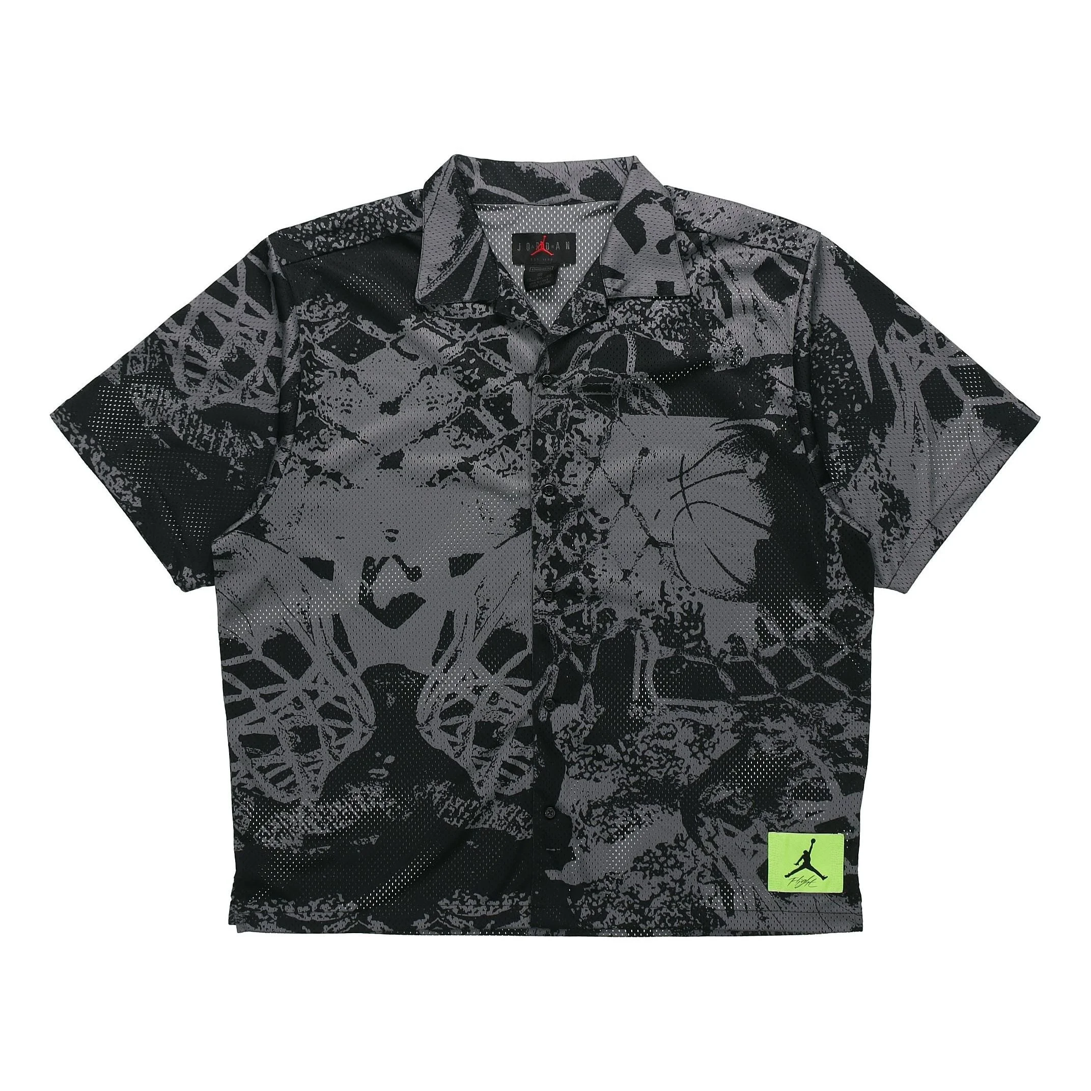 Air Jordan Flight Knitting Printing Wide Loose Basketball Short Sleeve Shirt Men's Black CZ4736-010 - 1