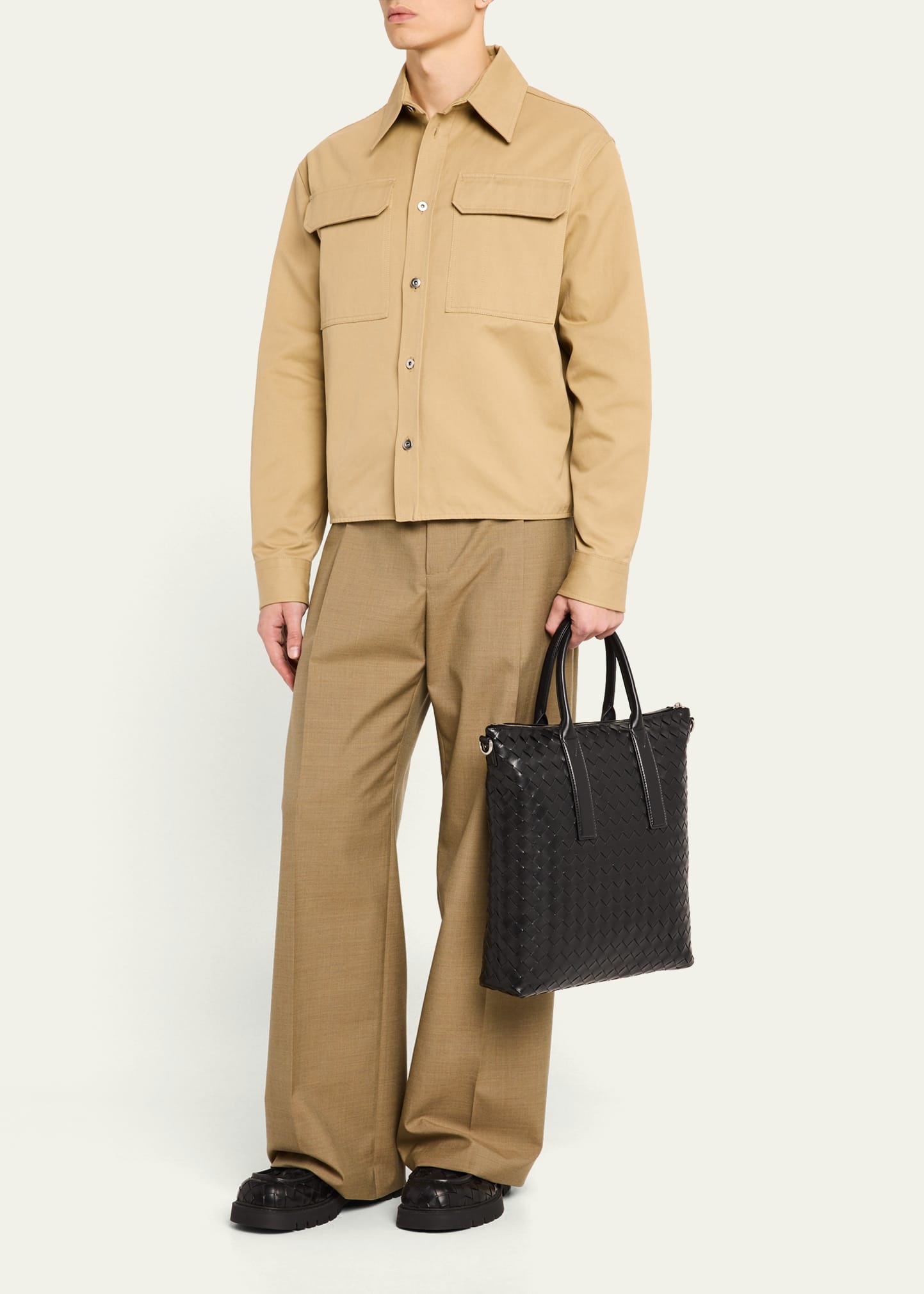 Men's Intrecciato Zip North-South Tote Bag - 6