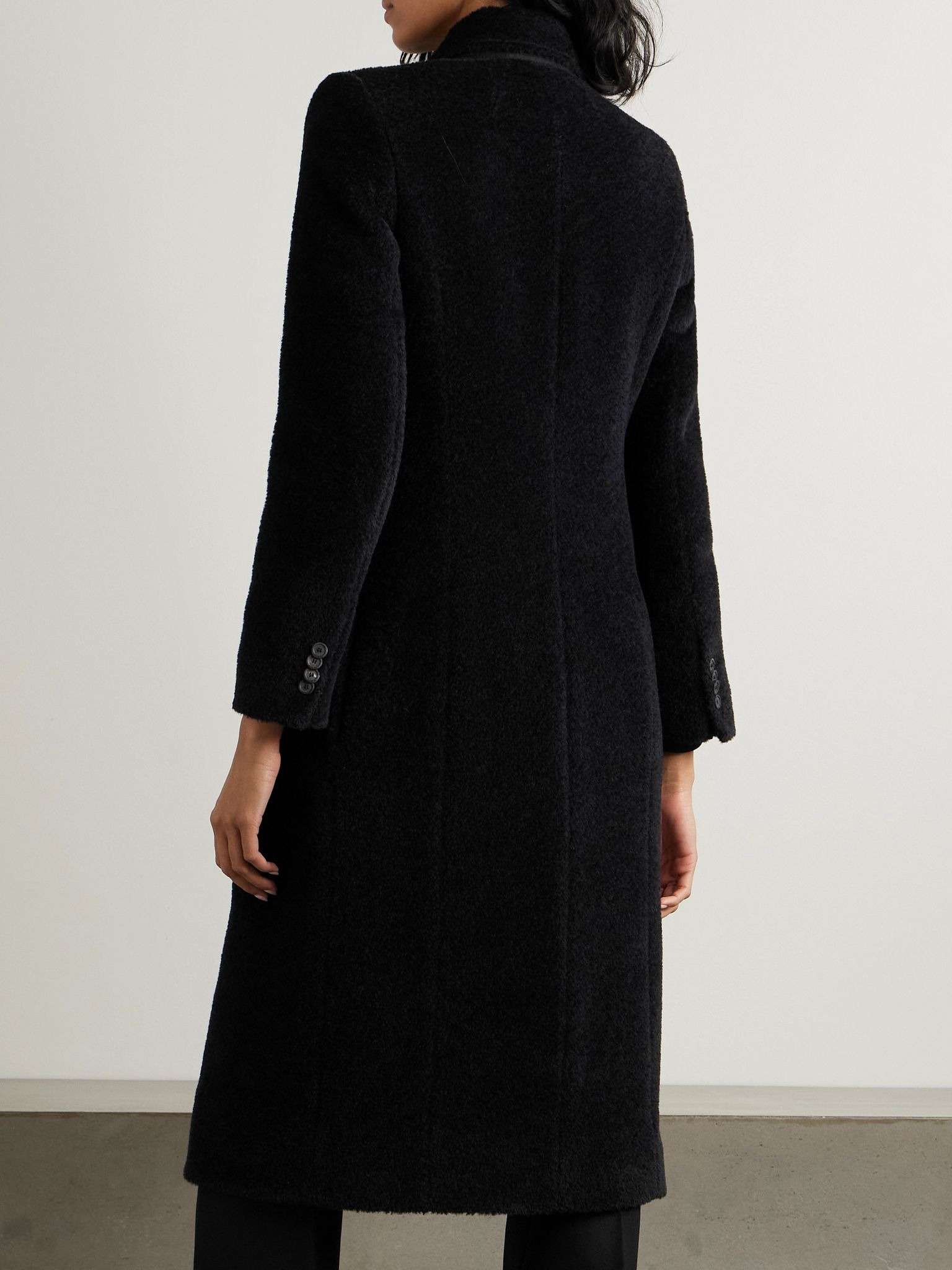 Hourglass double-breasted wool-blend twill coat Black - 3