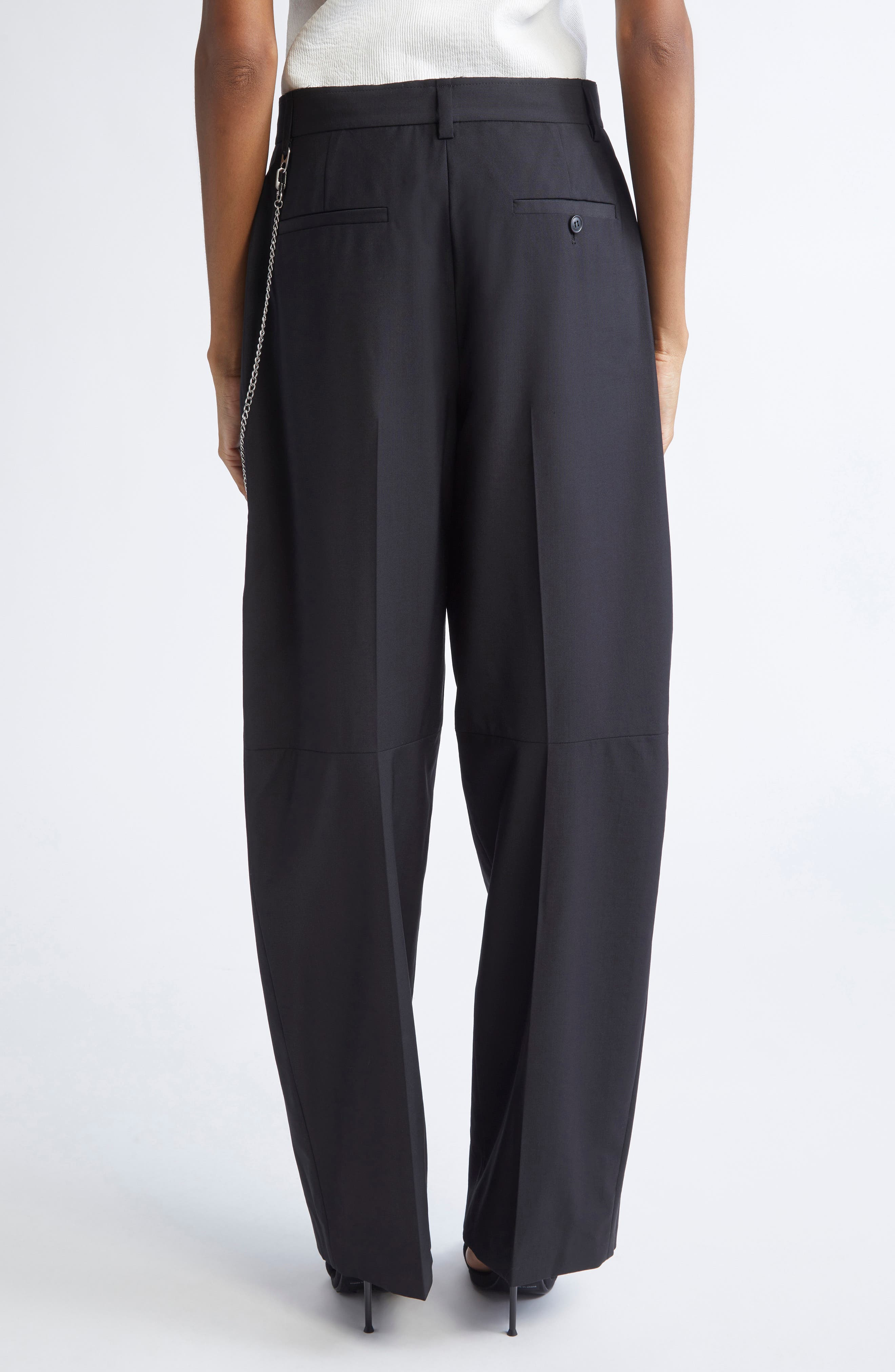 Alexander Wang Pleated Balloon Leg Pants with Detachable Chain Detail in Black at Nordstrom - 3