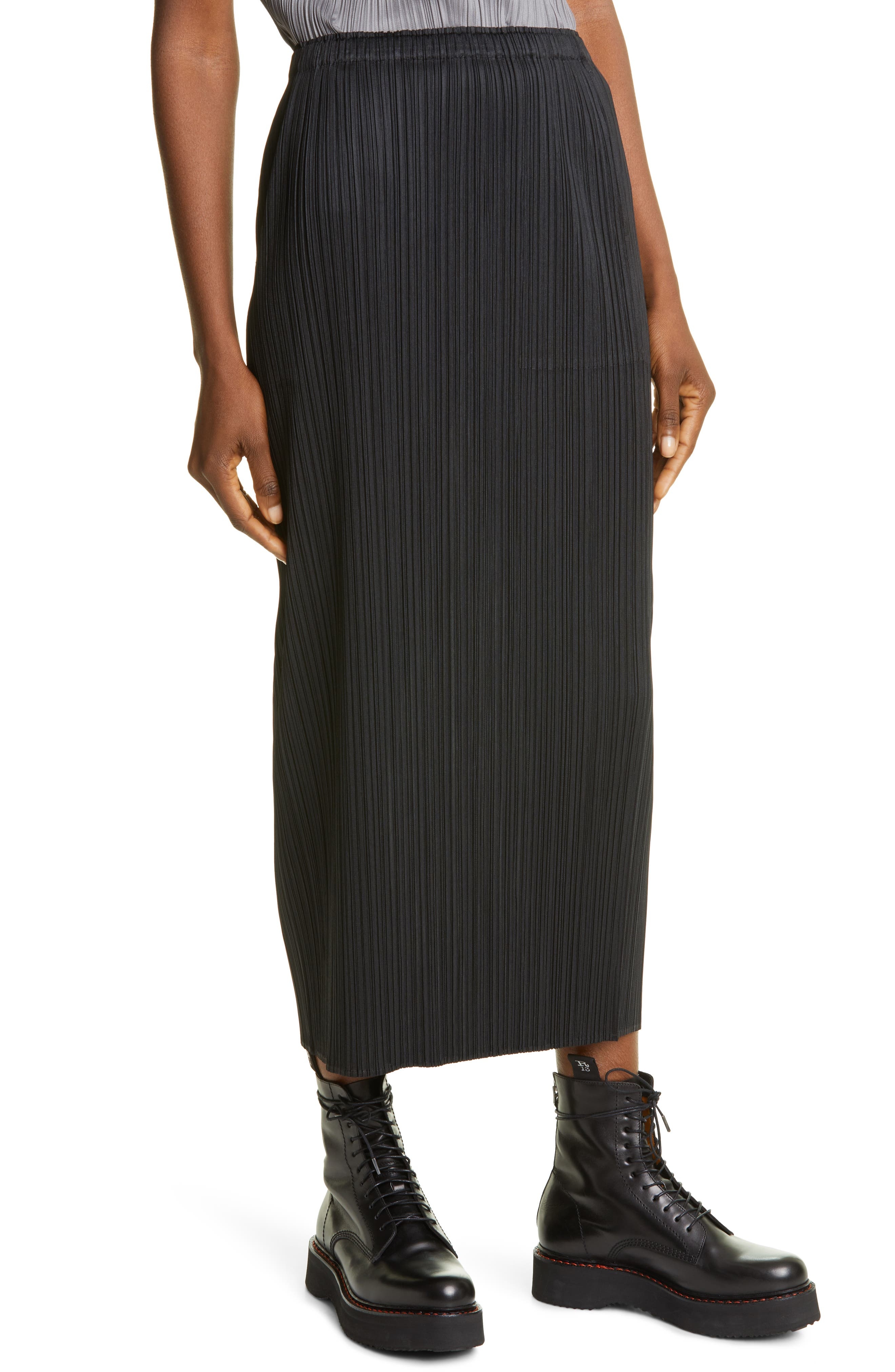 Pleats Please Issey Miyake Basics Pleated Midi Skirt in Black at Nordstrom - 4