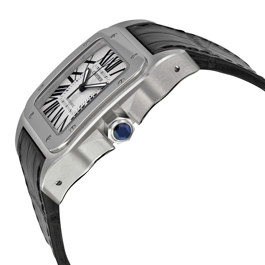 Pre-owned Cartier Santos 100 Large Silver Dial Men's Watch W20073X8 - 2