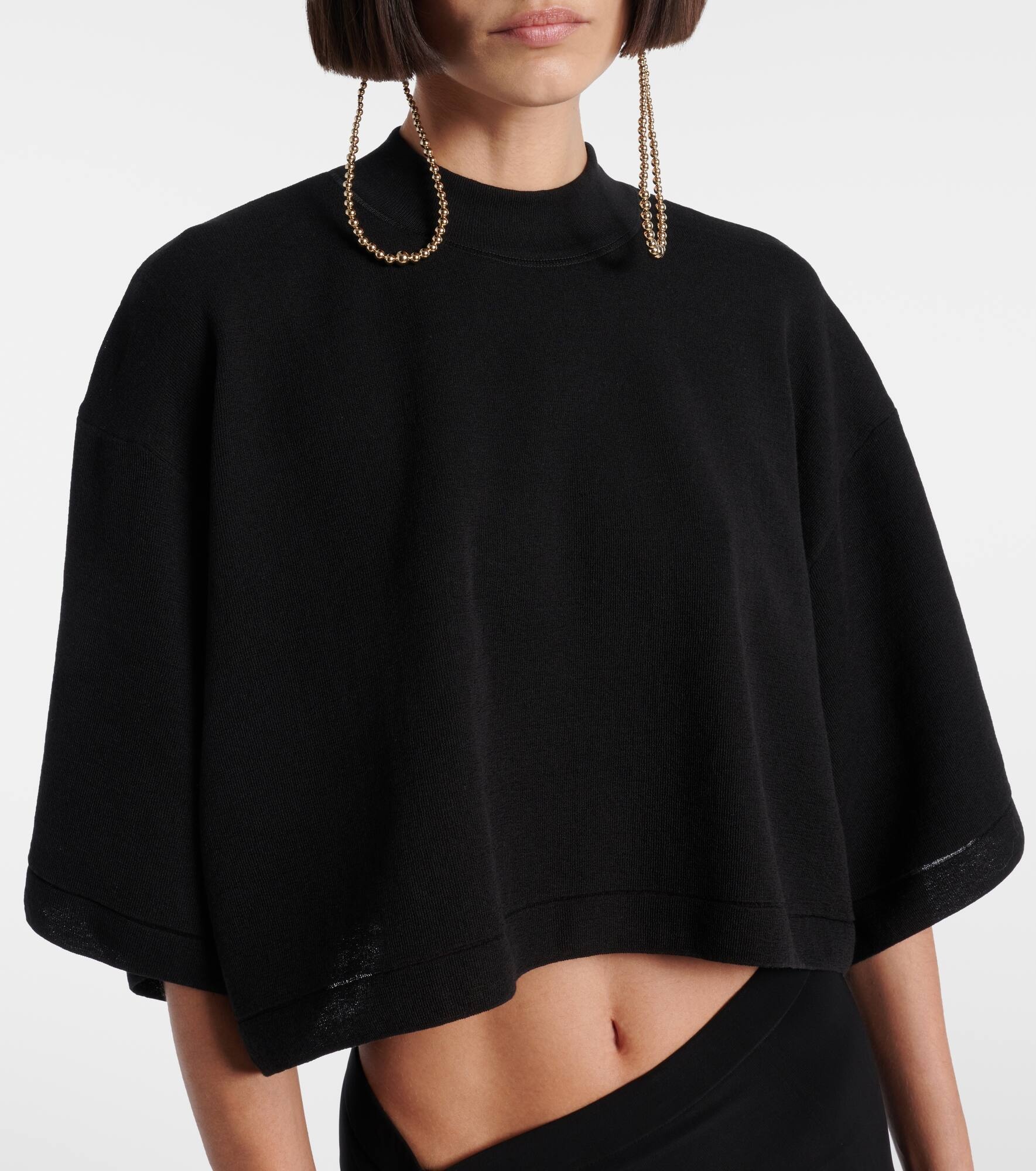Cropped cotton-blend T-shirt - 4