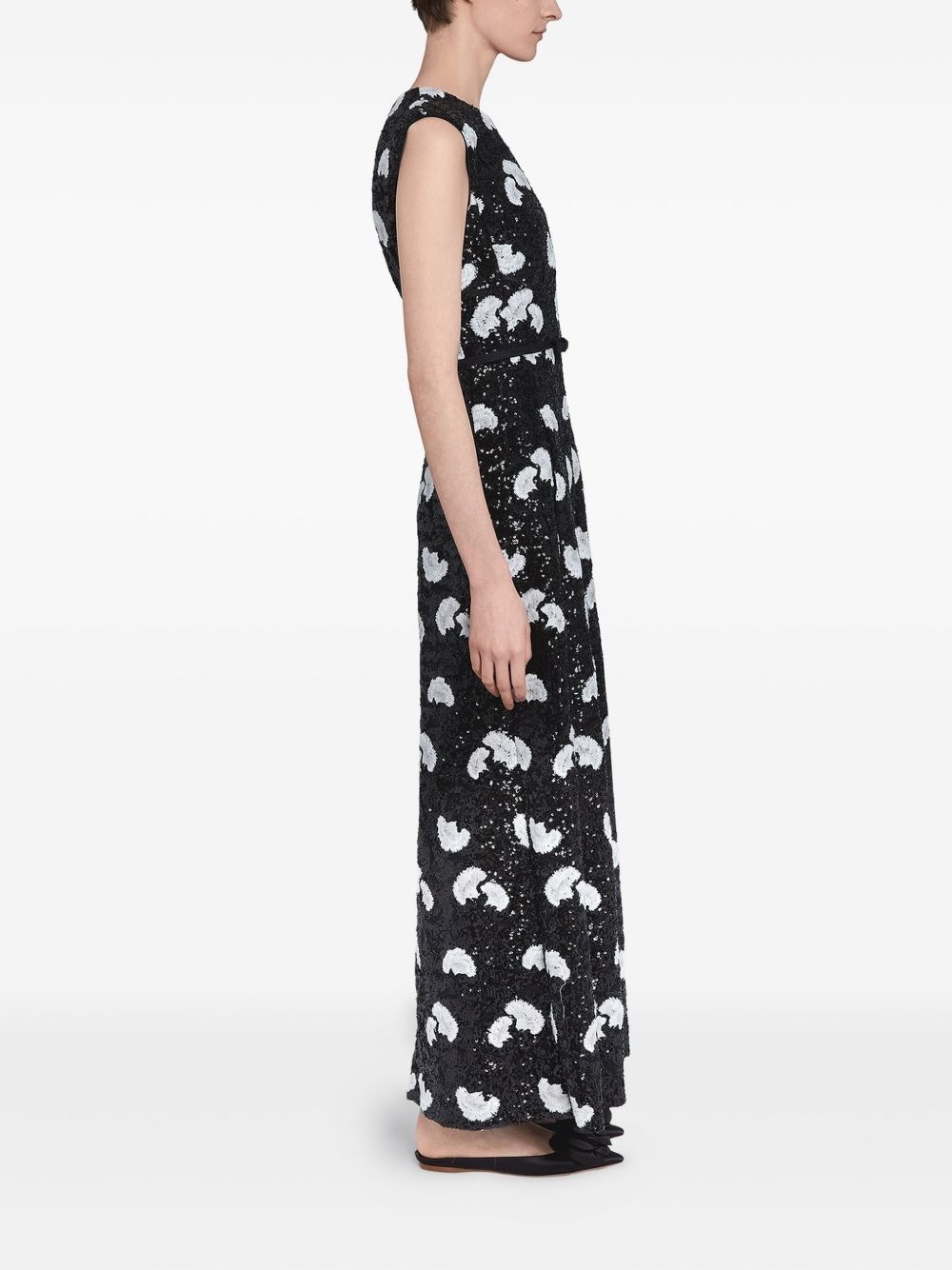carnation-print sequined maxi dress - 2