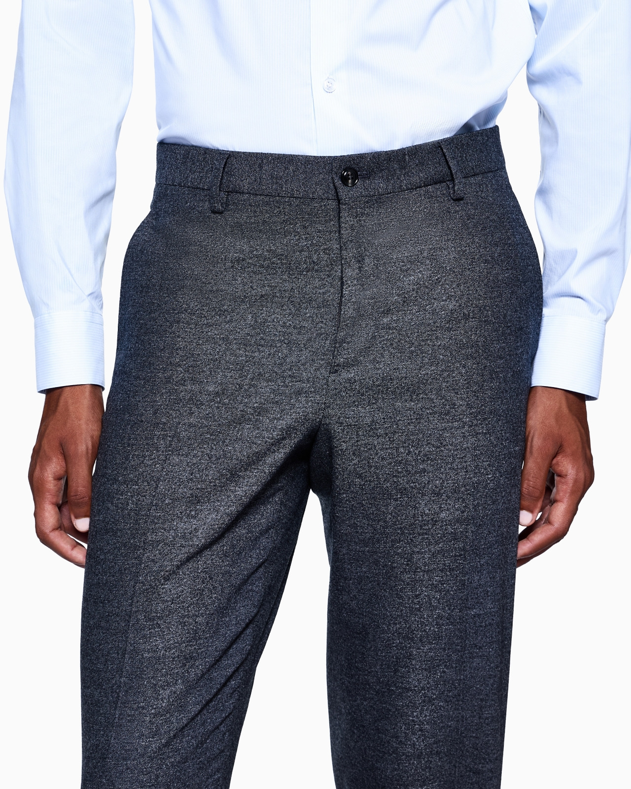 NAPOLI LINE DOUBLE-BREASTED SUIT IN DENIM-EFFECT VIRGIN WOOL AND CASHMERE - 5