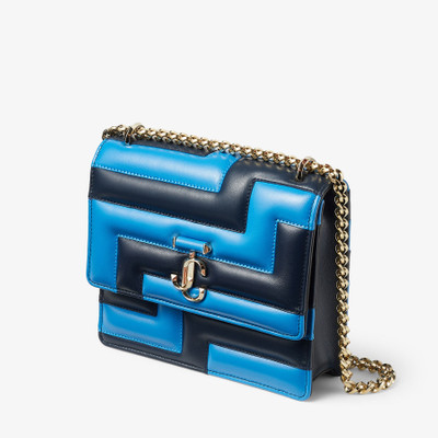 JIMMY CHOO Avenue Quad
Navy and Sky Avenue Nappa Leather Shoulder Bag with JC Emblem outlook