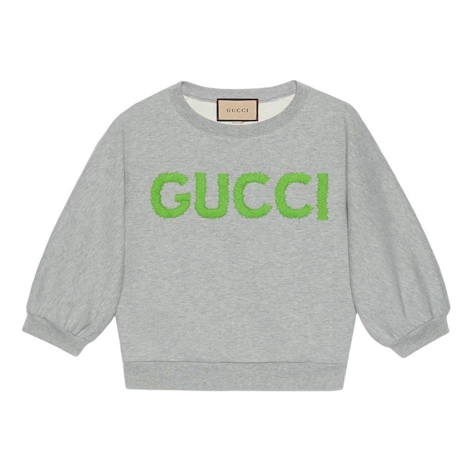 (WMNS) Gucci Cotton Jersey Cropped Sweatshirt 'Grey' 768125-XJGDP-1056 - 1