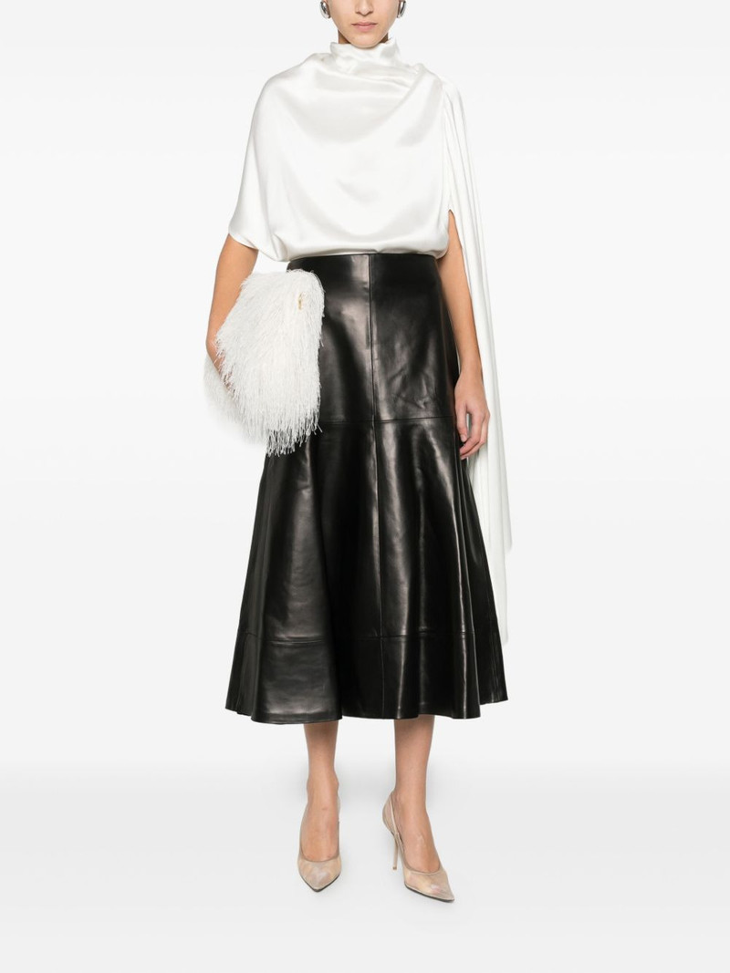 BRANDON MAXWELL flared-hem leather skirt outlook