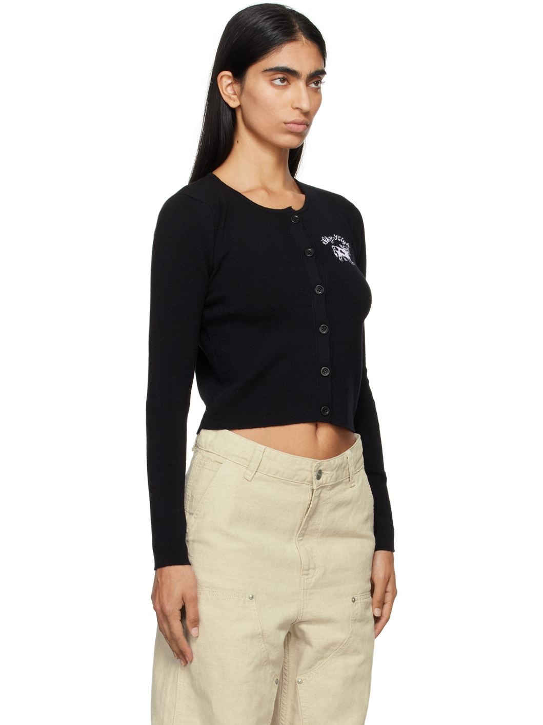Black Cropped Cardigan - 2