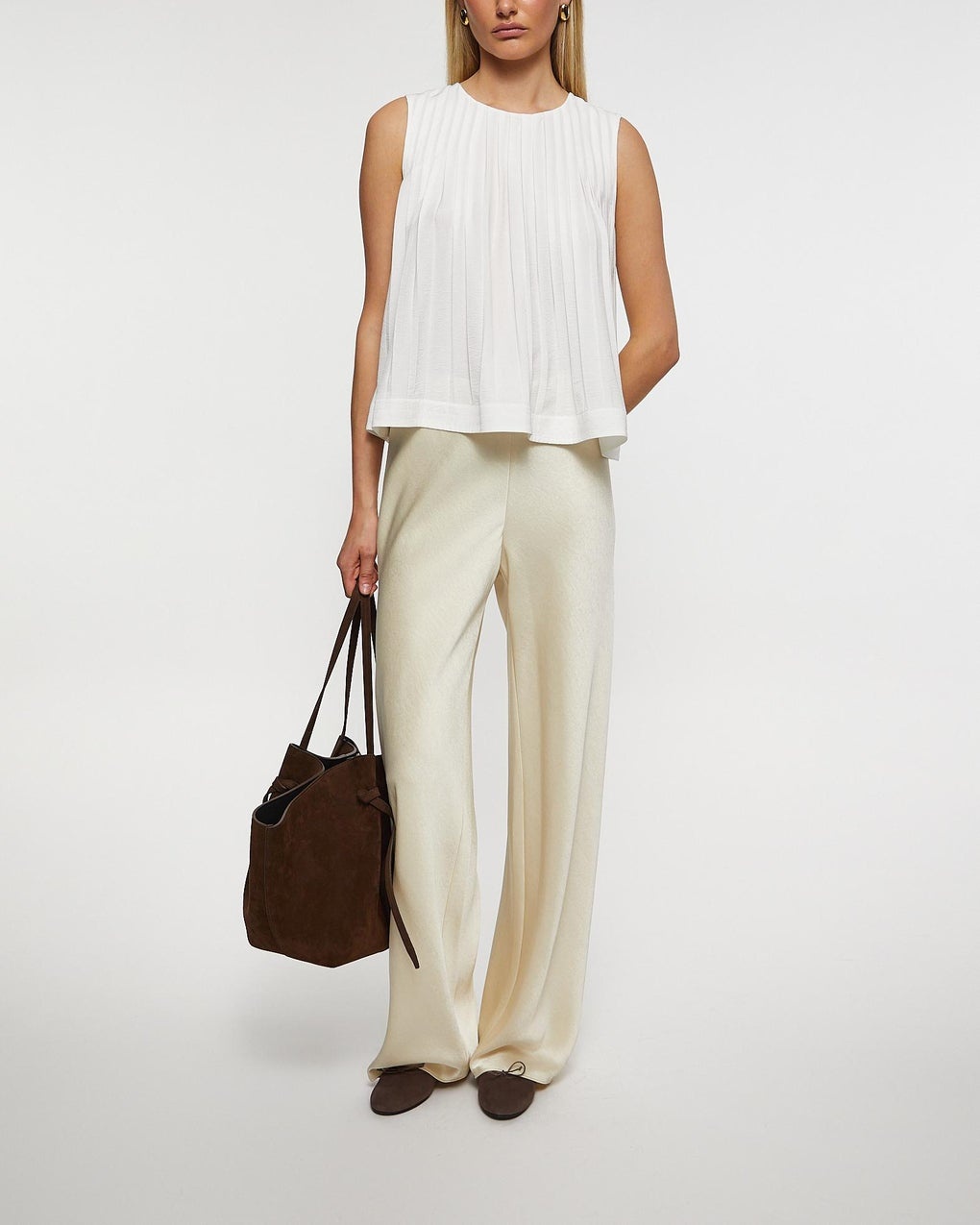 Trousers High Waist  Fluid Bias Pant Bone - 3
