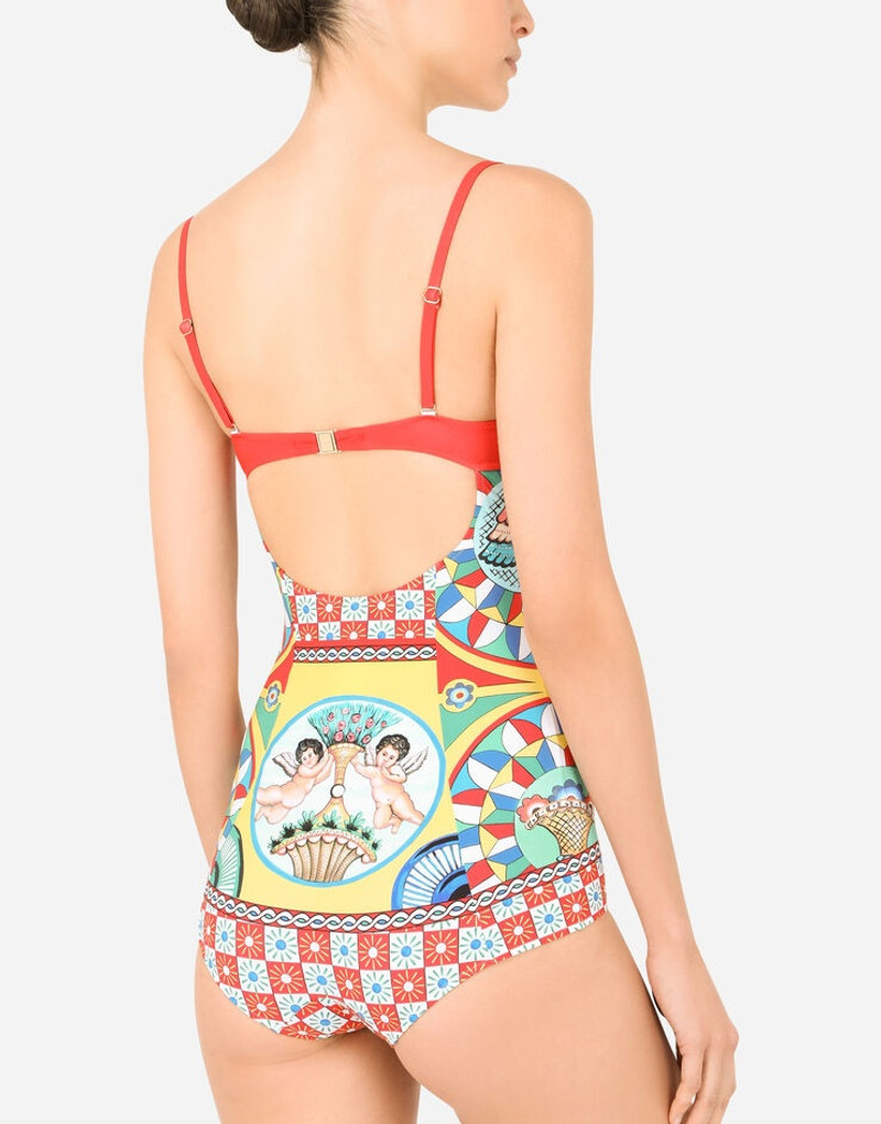 Carretto-print balconette one-piece swimsuit 5