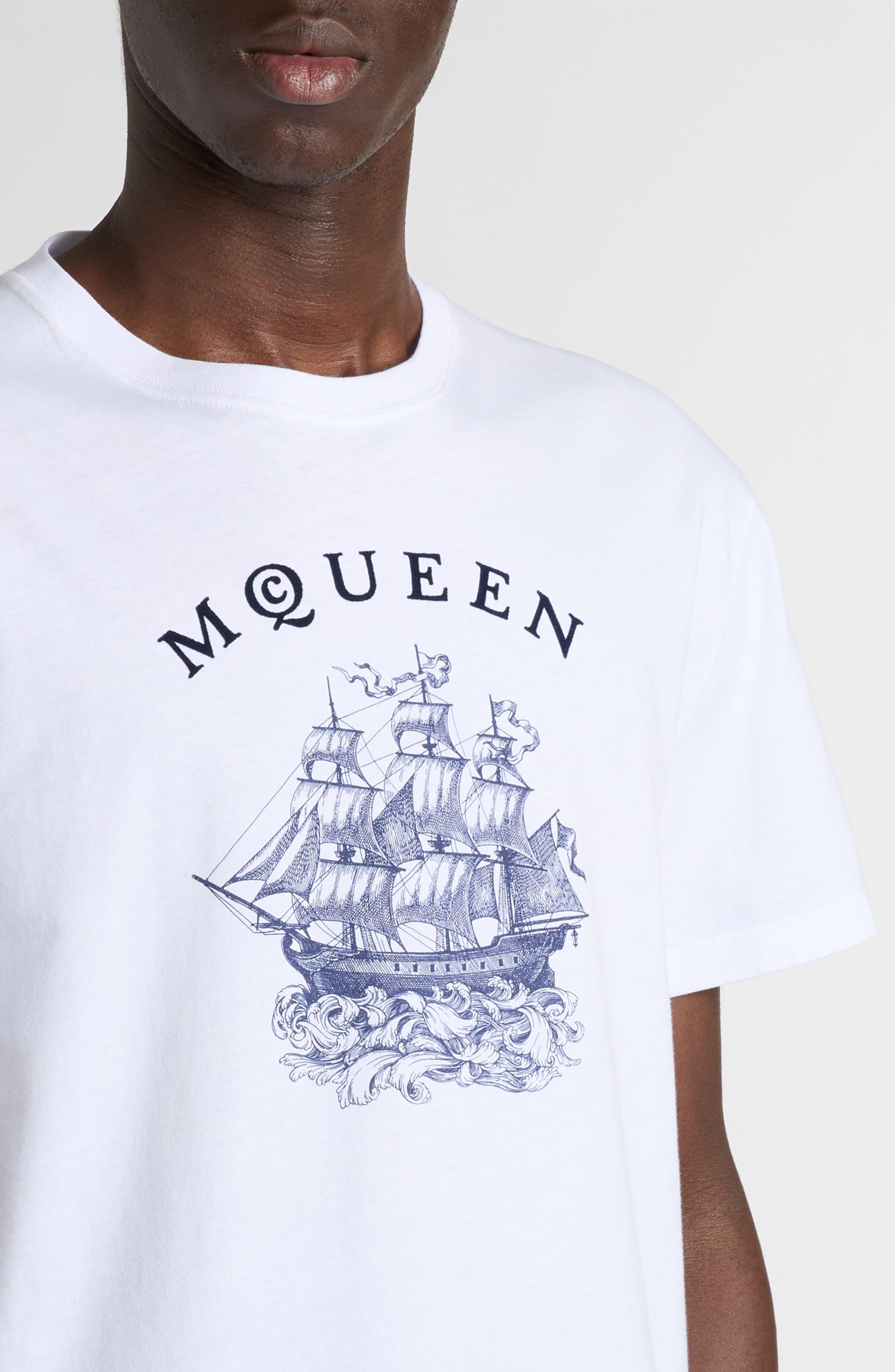 McQueen Sailor Tattoo Graphic T-Shirt in White /Navy at Nordstrom - 2
