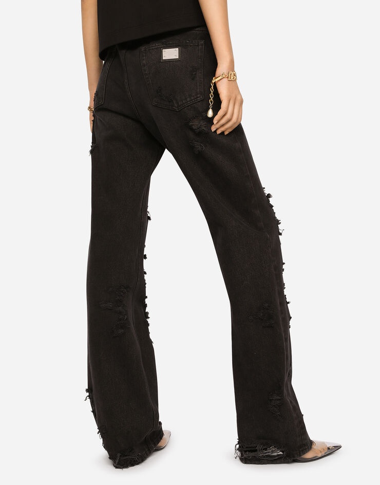 Flared jeans with ripped details - 5