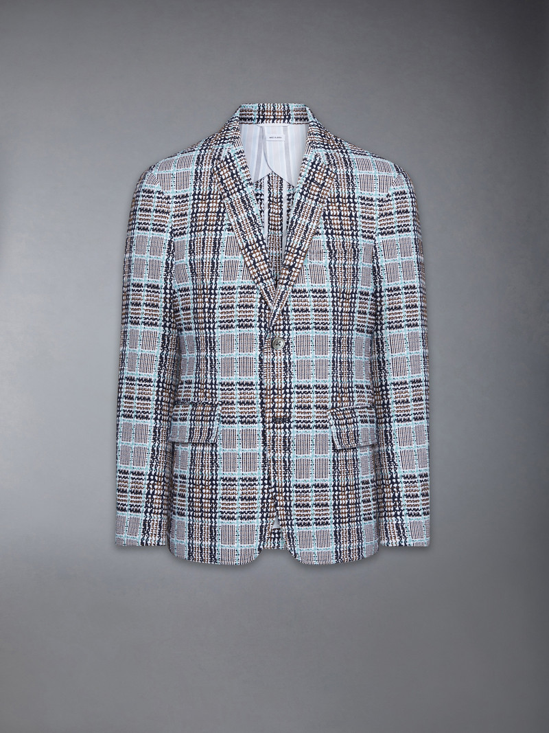 PLAID CHECK SUMMER TWEED WIDE SHOULDER SPORTCOAT 1