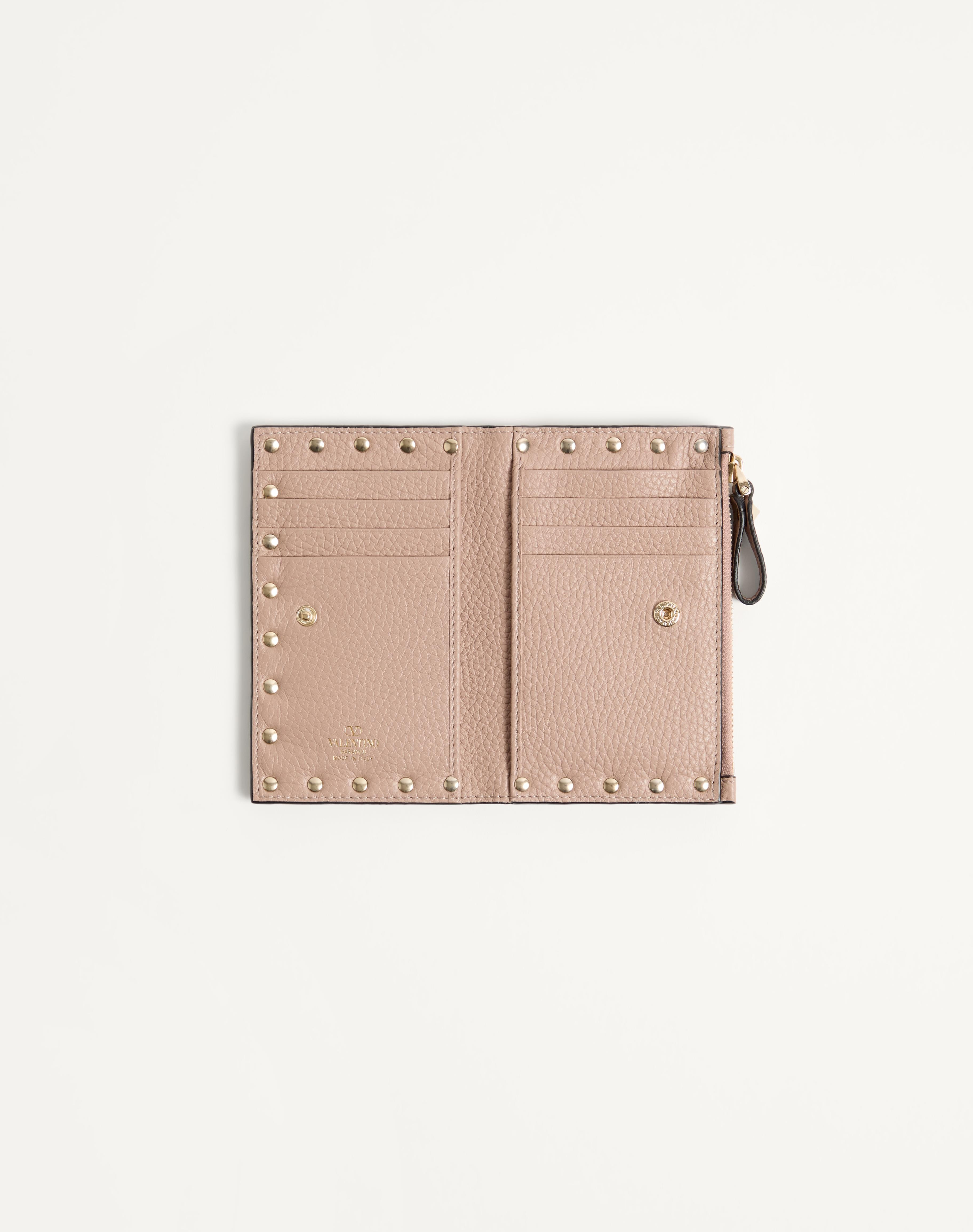 ROCKSTUD GRAINY CALFSKIN CARDHOLDER WITH ZIPPER - 5