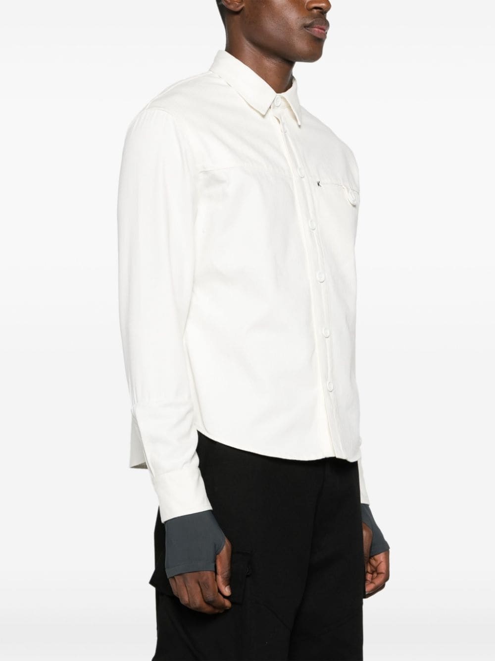 herringboned cotton shirt - 4