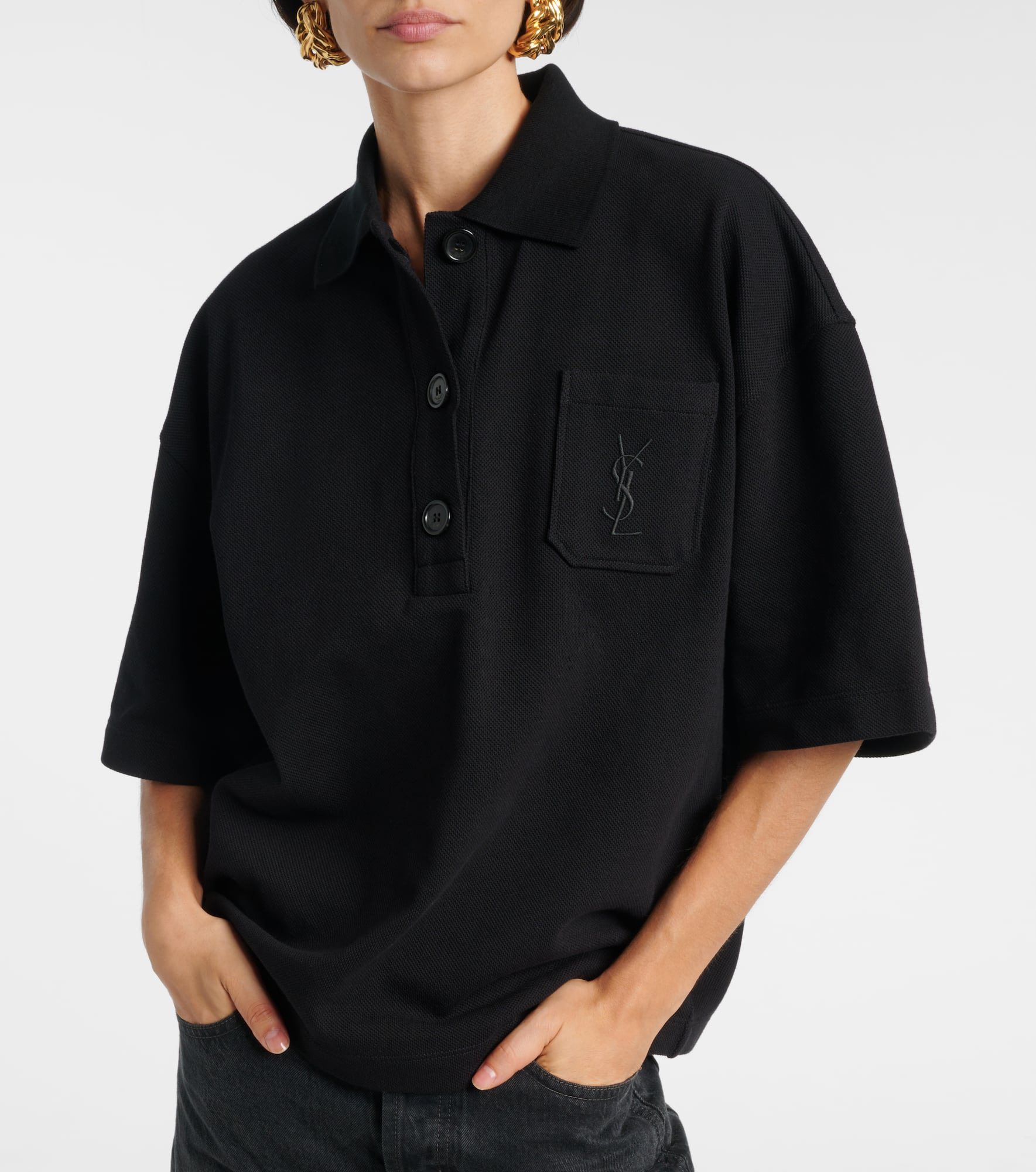 Embroidered oversized cotton polo shirt - 5