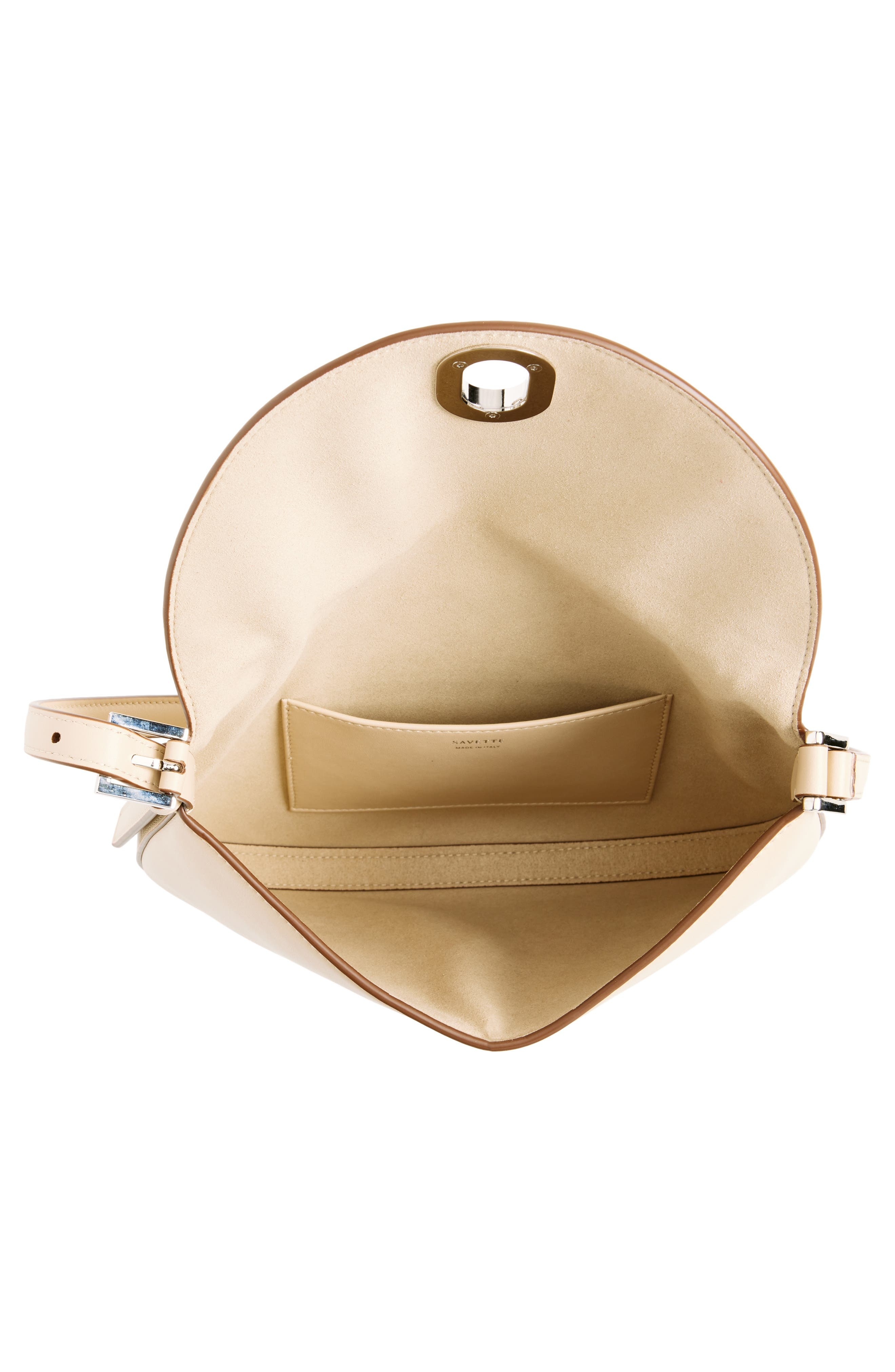 SAVETTE Small Tondo Leather Hobo Bag in Bone at Nordstrom - 4