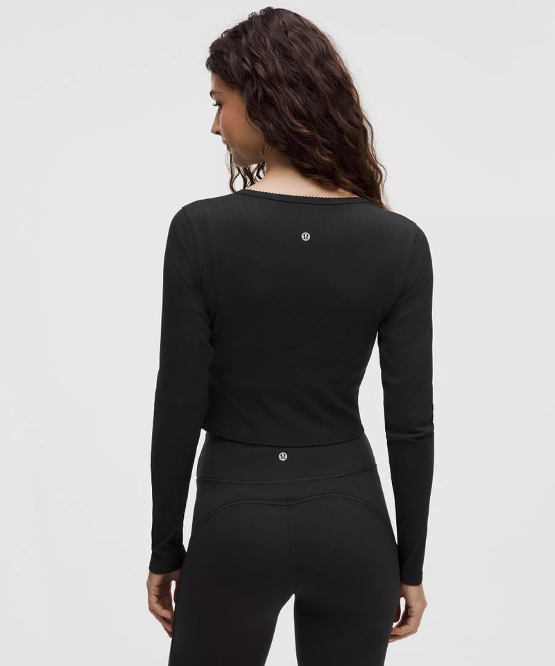 Nulu Ribbed Wrap-Front Long-Sleeve Shirt *Heart 3