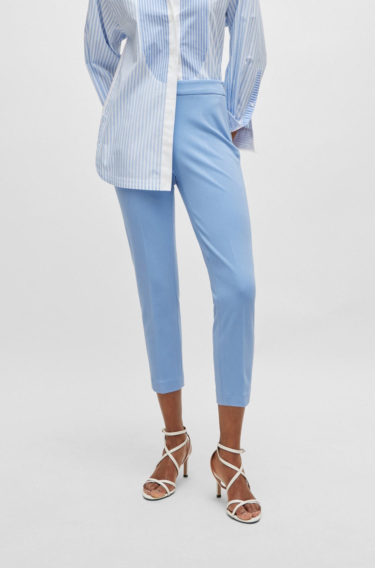 REGULAR-FIT TROUSERS IN STRETCH FABRIC WITH TAPERED LEG - 2