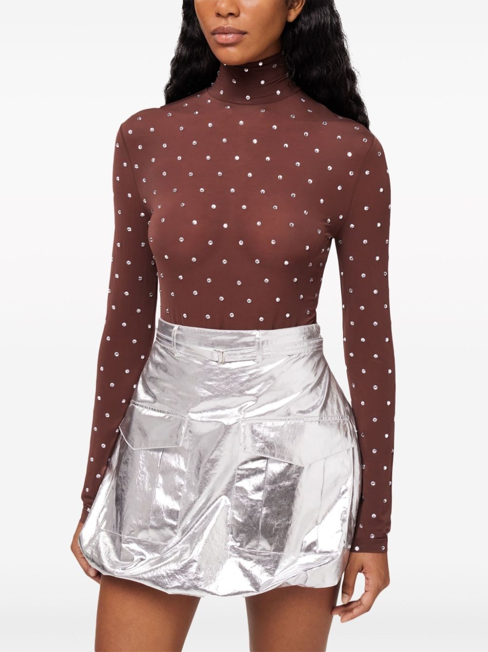 crystal-embellished high-neck top - 4