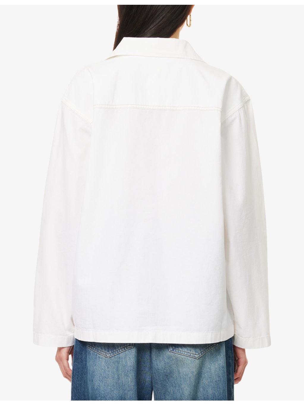 Tab-Trim Oversized-Fit Denim Top - 4