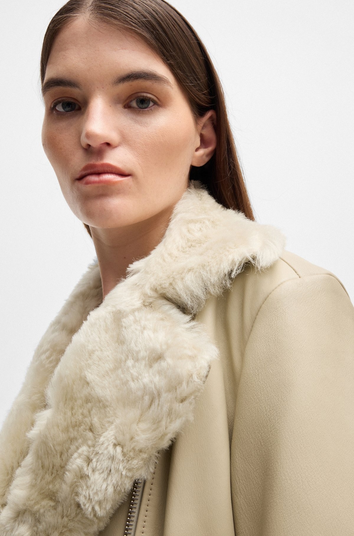 LEATHER JACKET WITH SHEEPSKIN TRIMS - 5